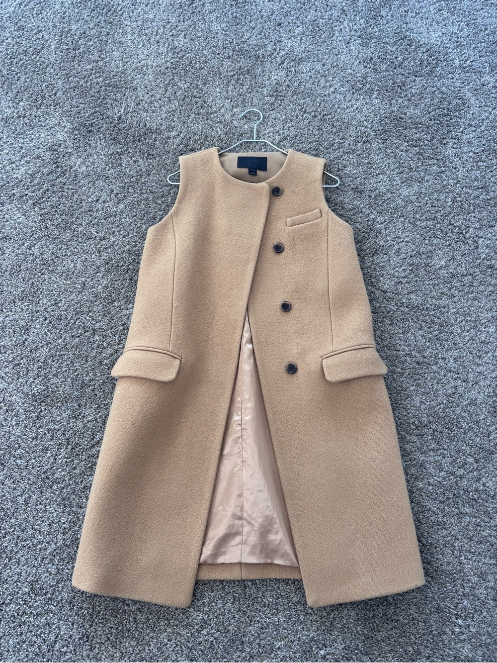 J. Crew Camel Sleeveless Wool coat